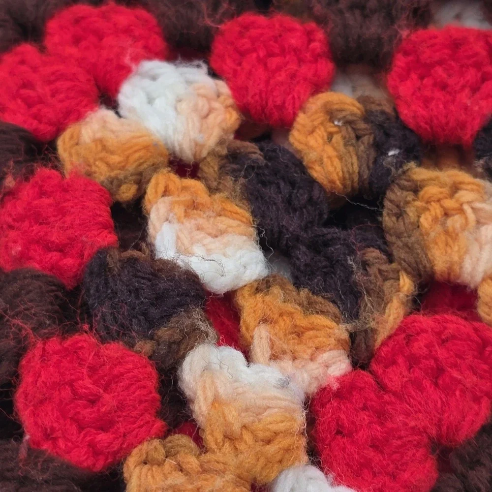 Afghan Throw Granny Square Blanket‎ Vintage Handmade Crochet 64 x 54 Cottagecore